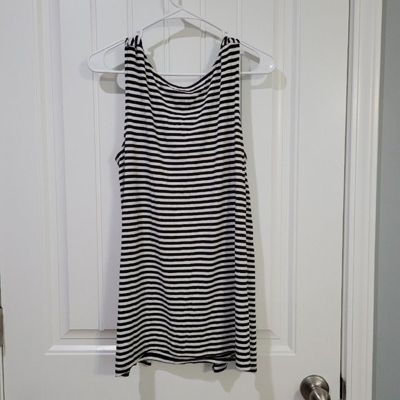 Kenneth Cole Reaction Cowl Neck Sleeveless Striped Top Size Large Black White - Picture 11 of 12